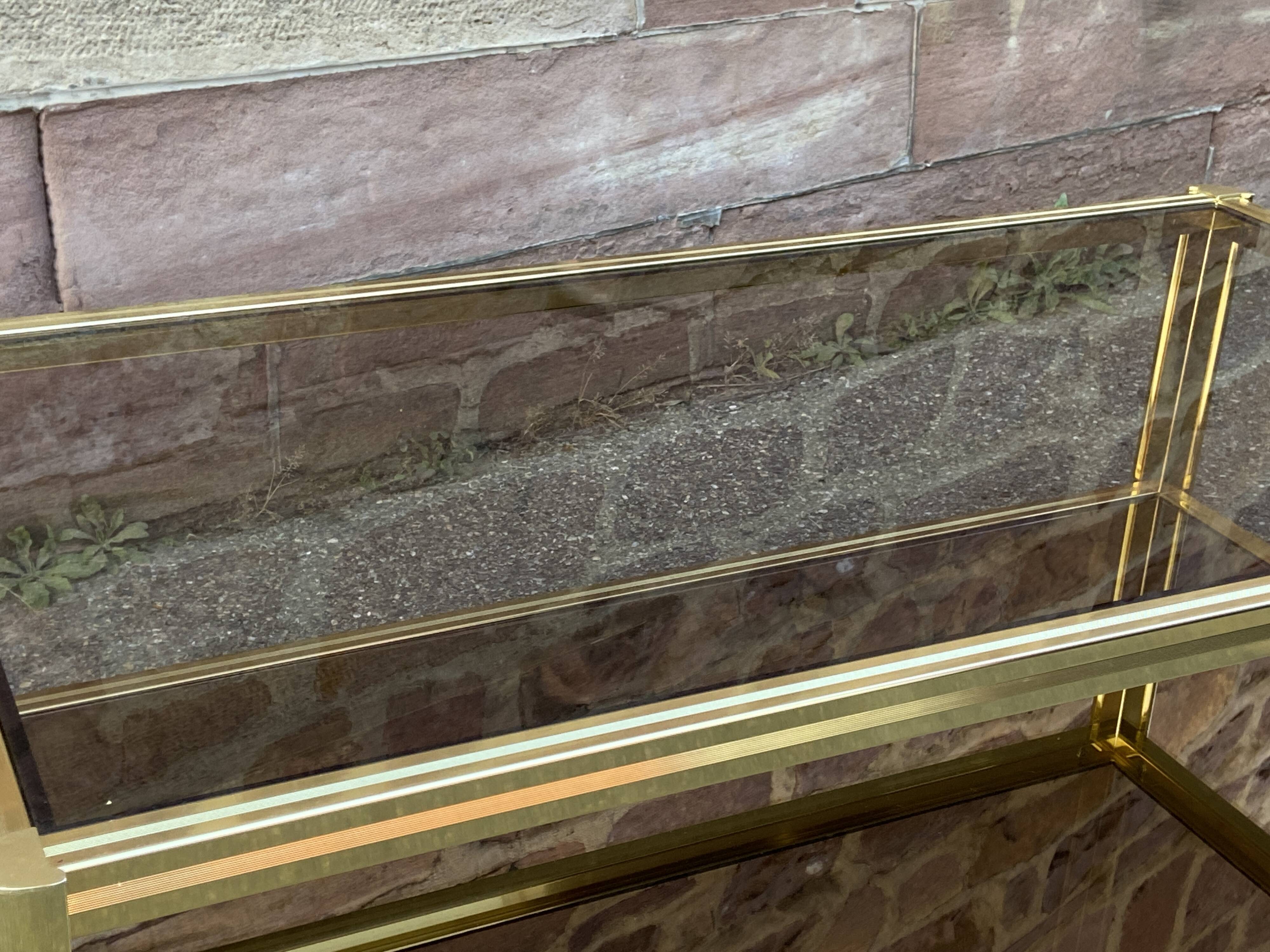 Mid-Century Hollywood Regency Brass Coffee Table, 1980 Maison Jansen Dlg