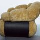 Space Age Single Armchair by Adriano Piazzesi, Cream Teddy Bear & Leather