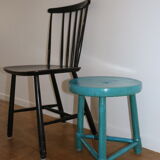 Tabouret tripode bois bleu 400mm