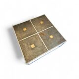 One of a kind brutalist coffee table 1980s with weighty metal / copper / steel tops
