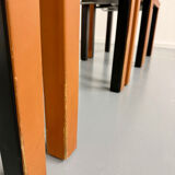 4 camel leather chairs, postmodern design by Paolo Piva for B&B Italia Arcadia.