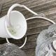 Double Mathias pendant lights ref SU004 in transparent glass in relief corolla shape