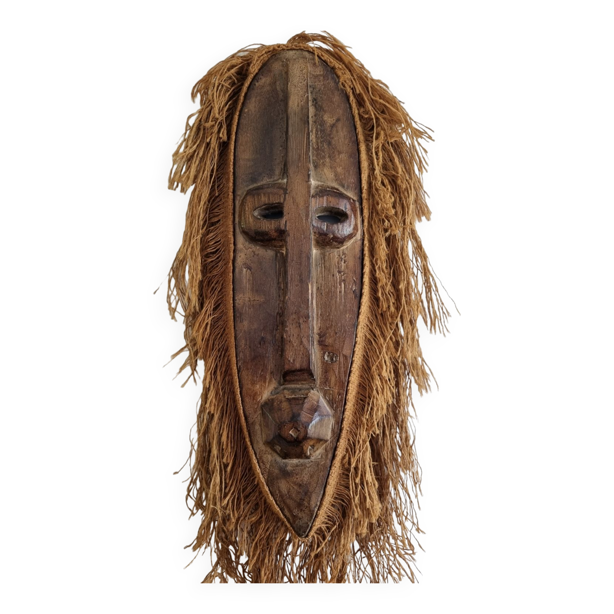 African mask in wood and rope Good condition