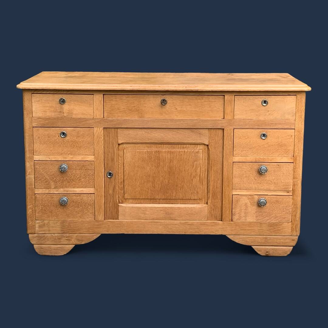Buffet 9 tiroirs art déco chêne brut massif