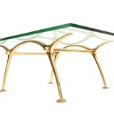 Table cocktail vintage brass and glass by kouloufi