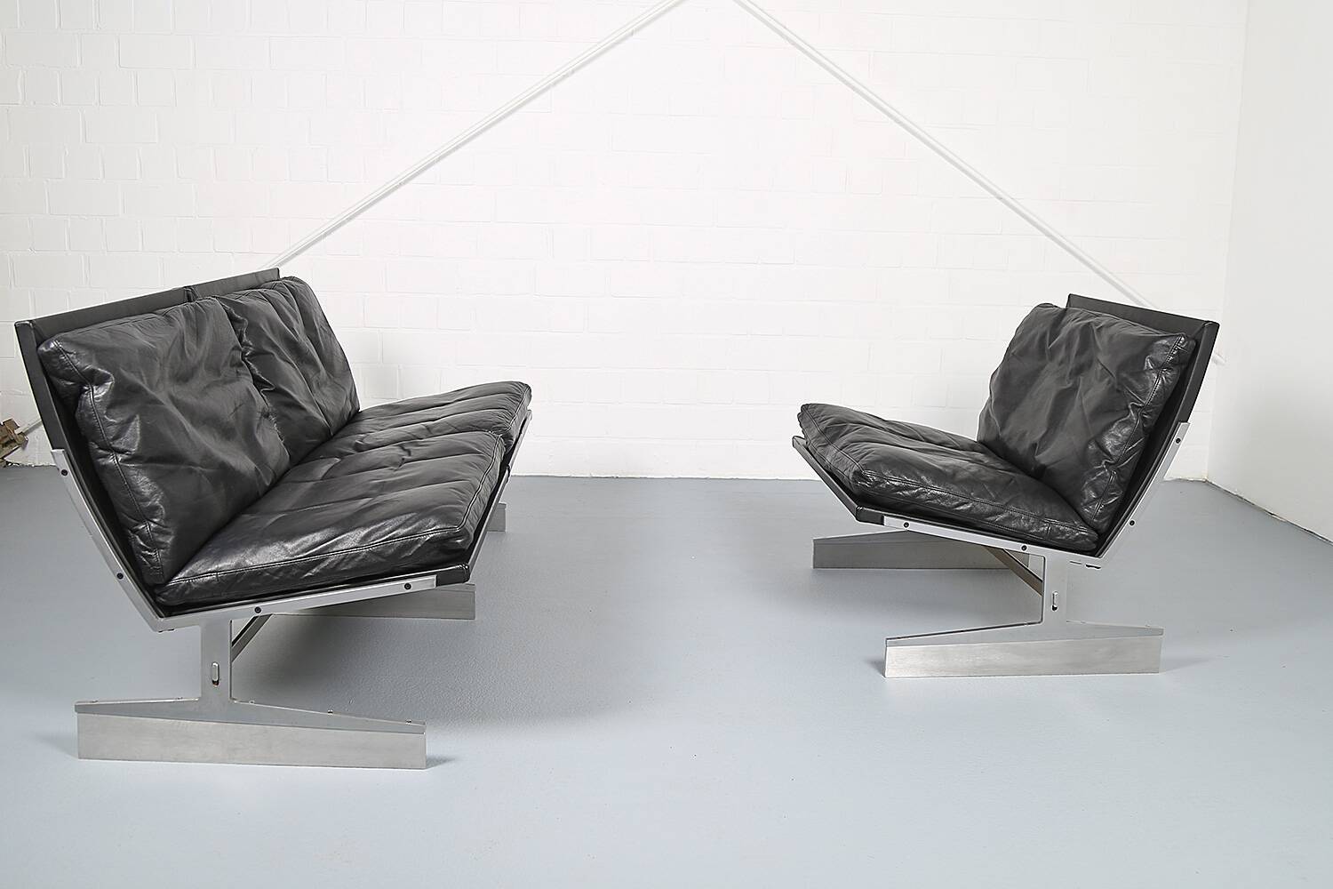 Fabricius & Kastholm Bo-Ex Set BO-562 leather sofa and BO-561 armchair 1960