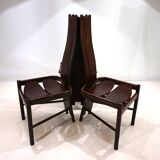 Set of 3 Allmilmö brutalist dining chairs oak, 1980