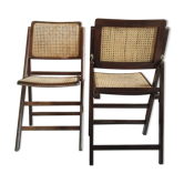 Paire de chaises pliantes osier cané