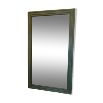 Large antique mirror in olive green patinated wood