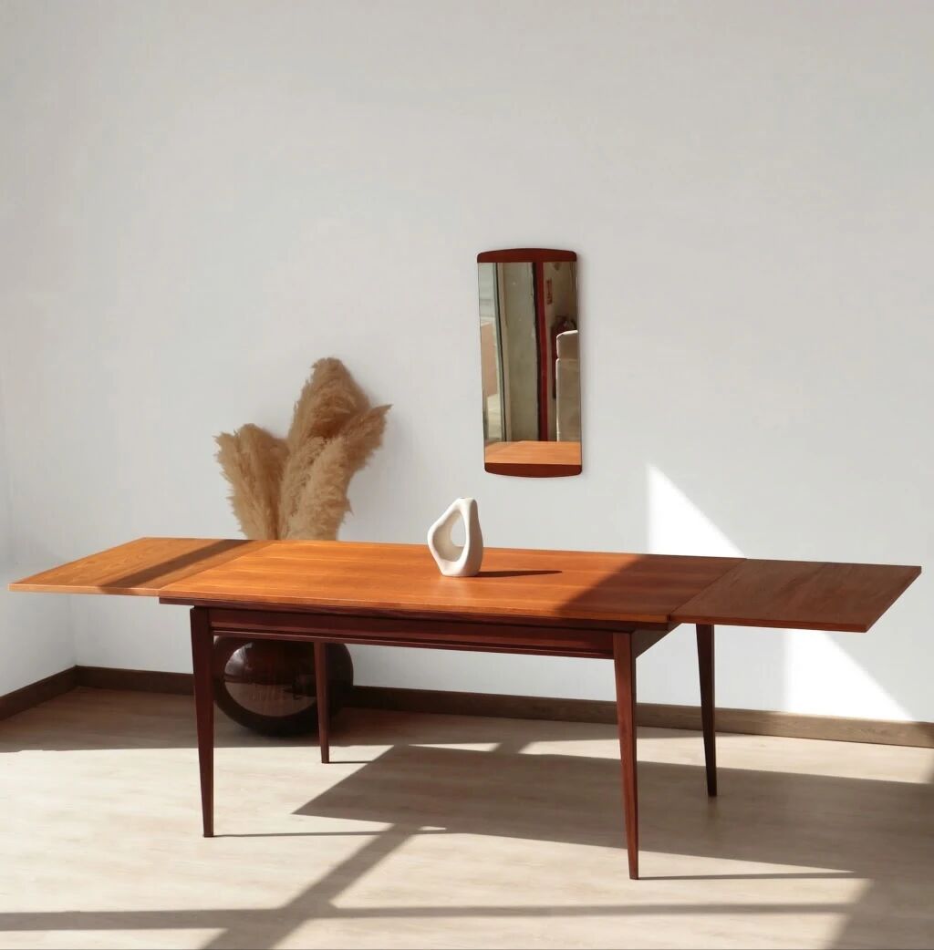Vintage teak and afromosia dining table – extendable Scandinavian design