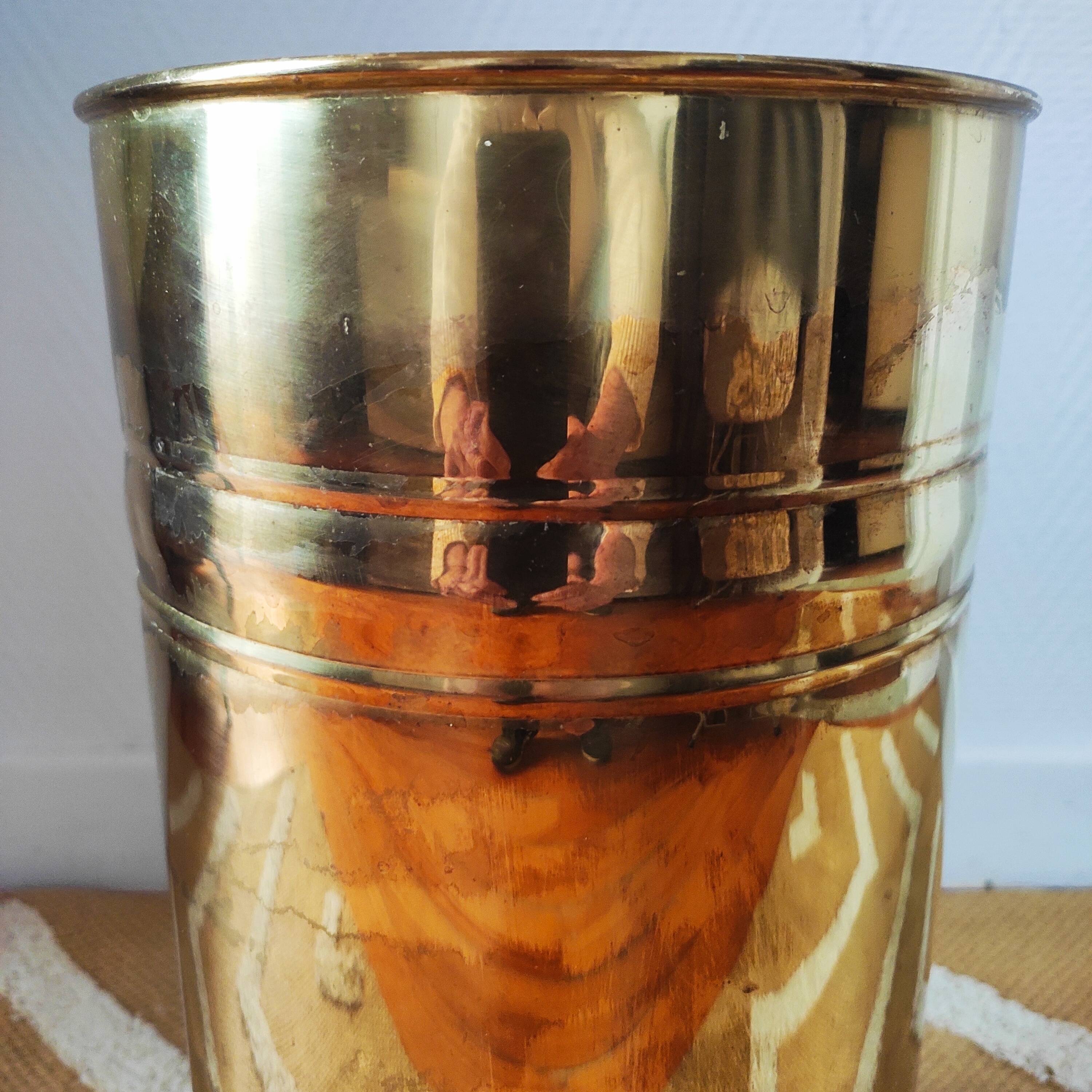 Vintage 1970s brass umbrella stand