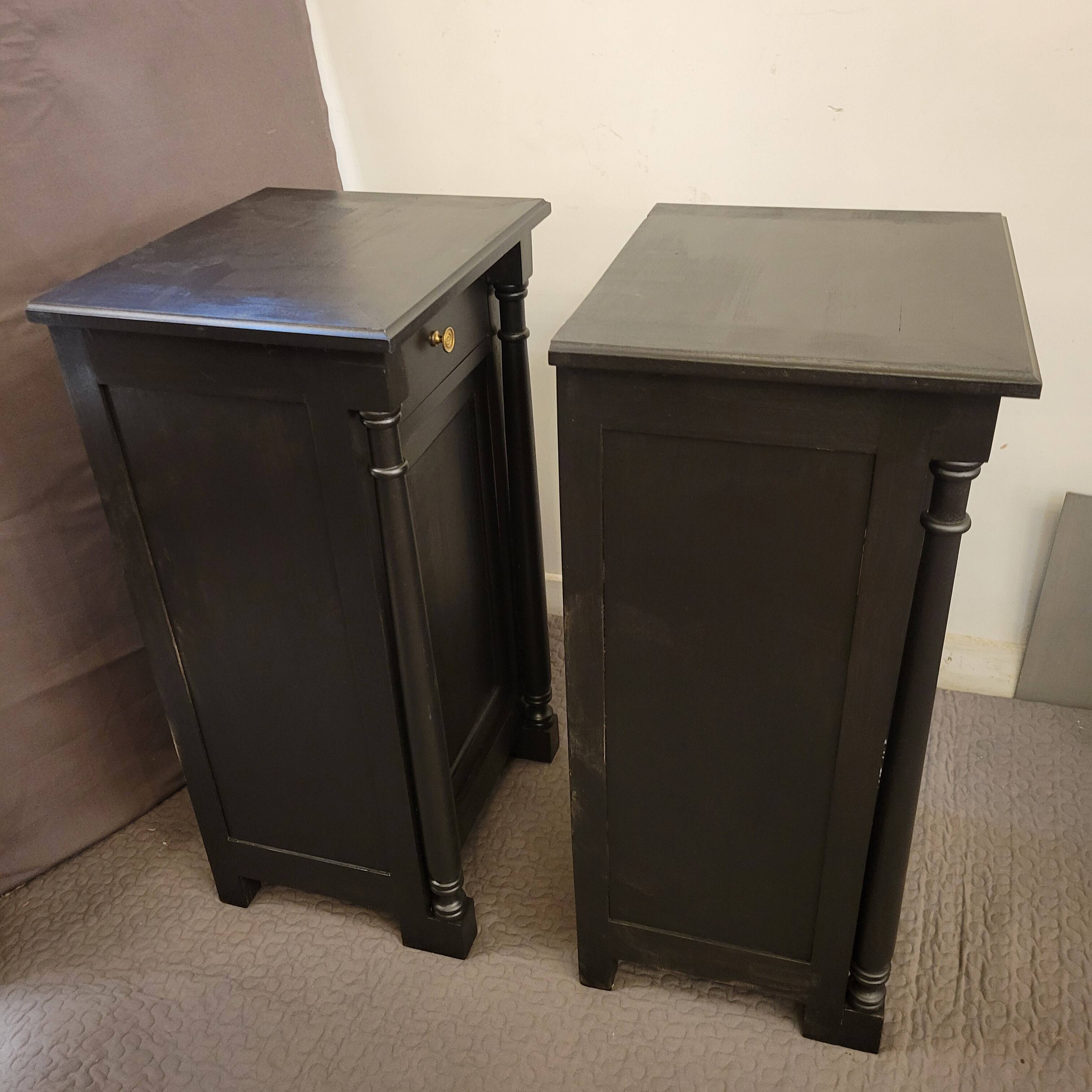 Pair of black patina bedside tables