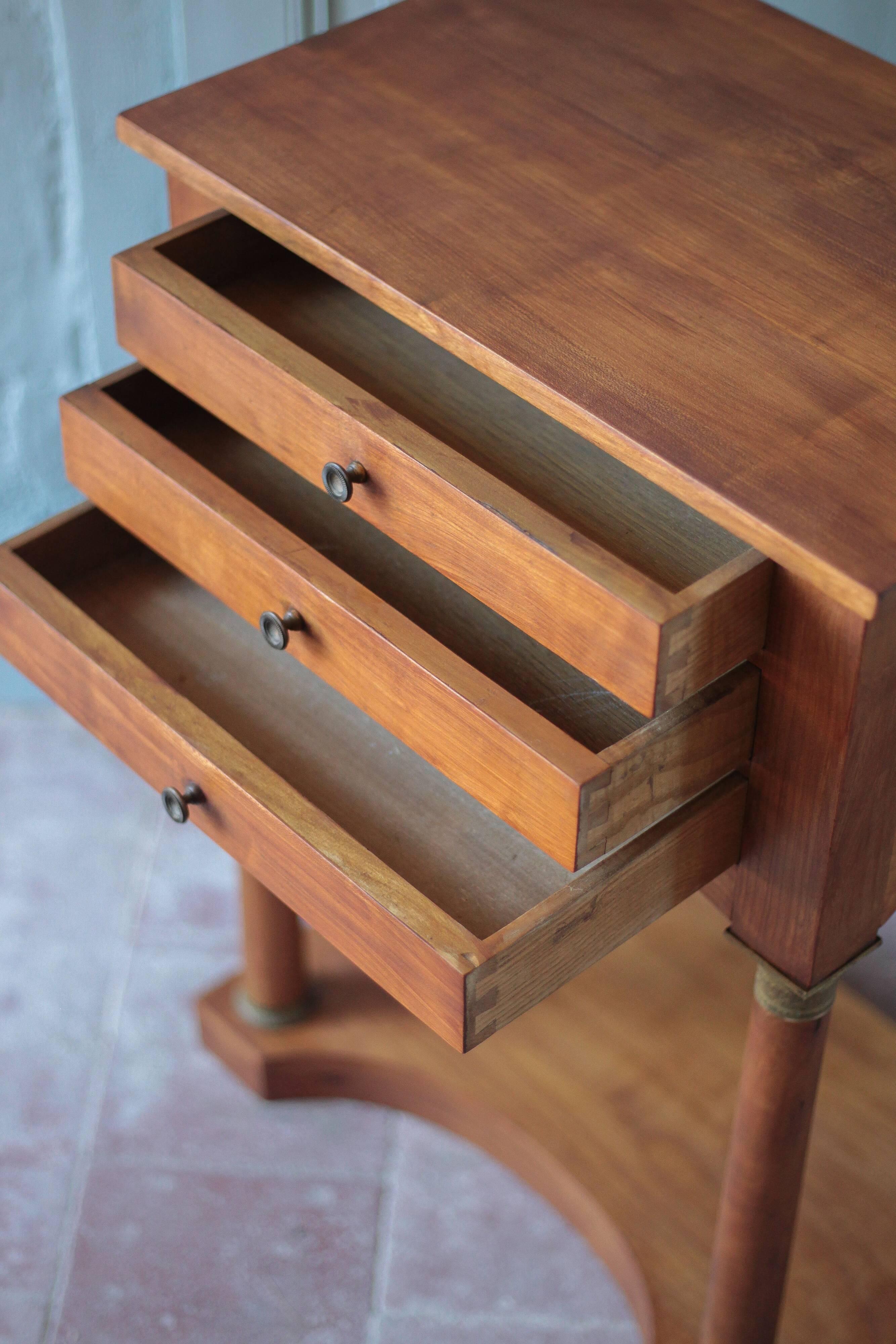 Bedside table or console in Empire style, drawer unit, end table.