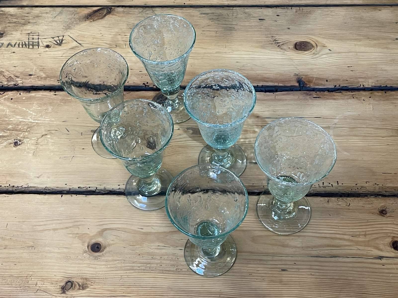Set of 6 blown glass stemmed glasses - BIOT