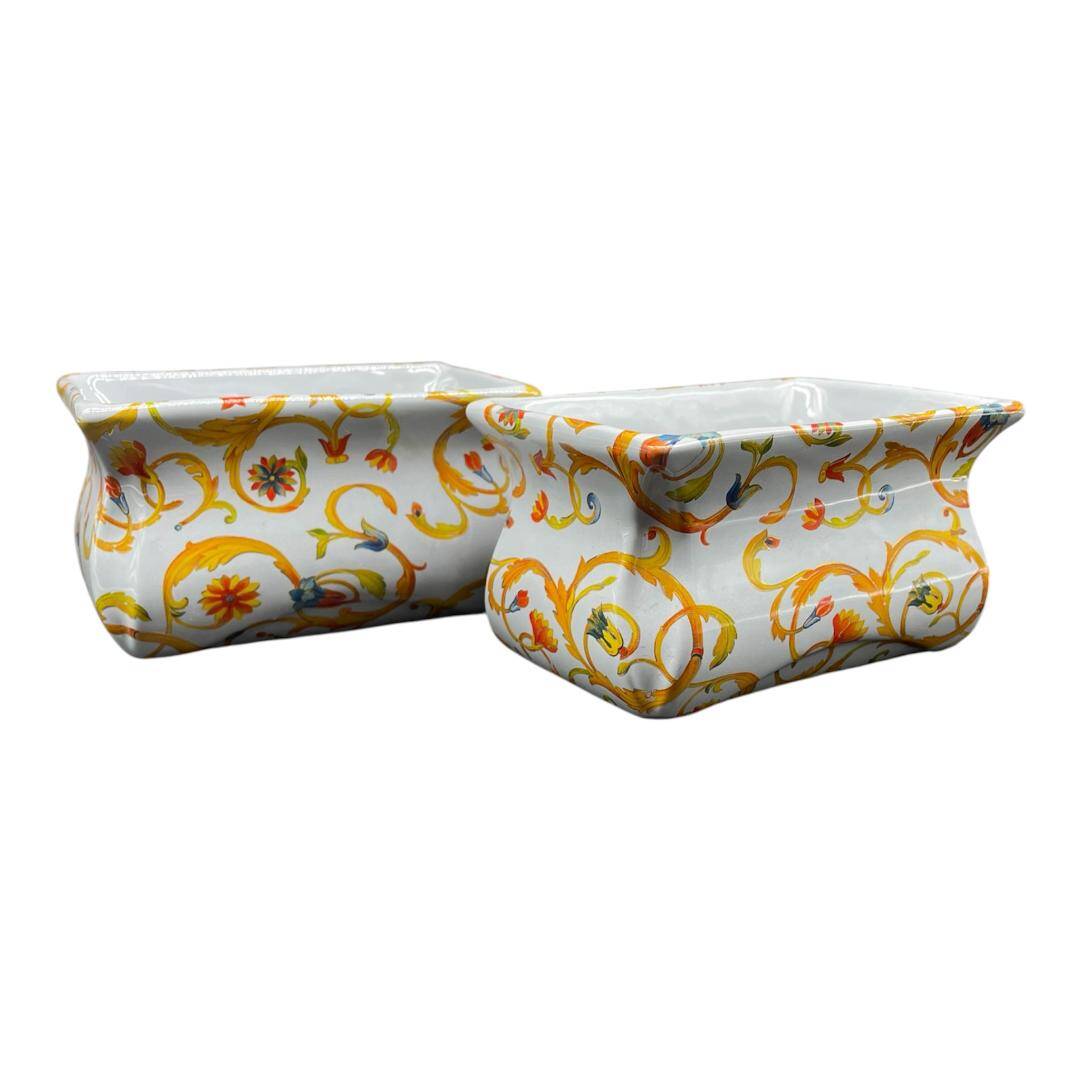 Pair of planters, Martinetti Paris, artisanal porcelain
