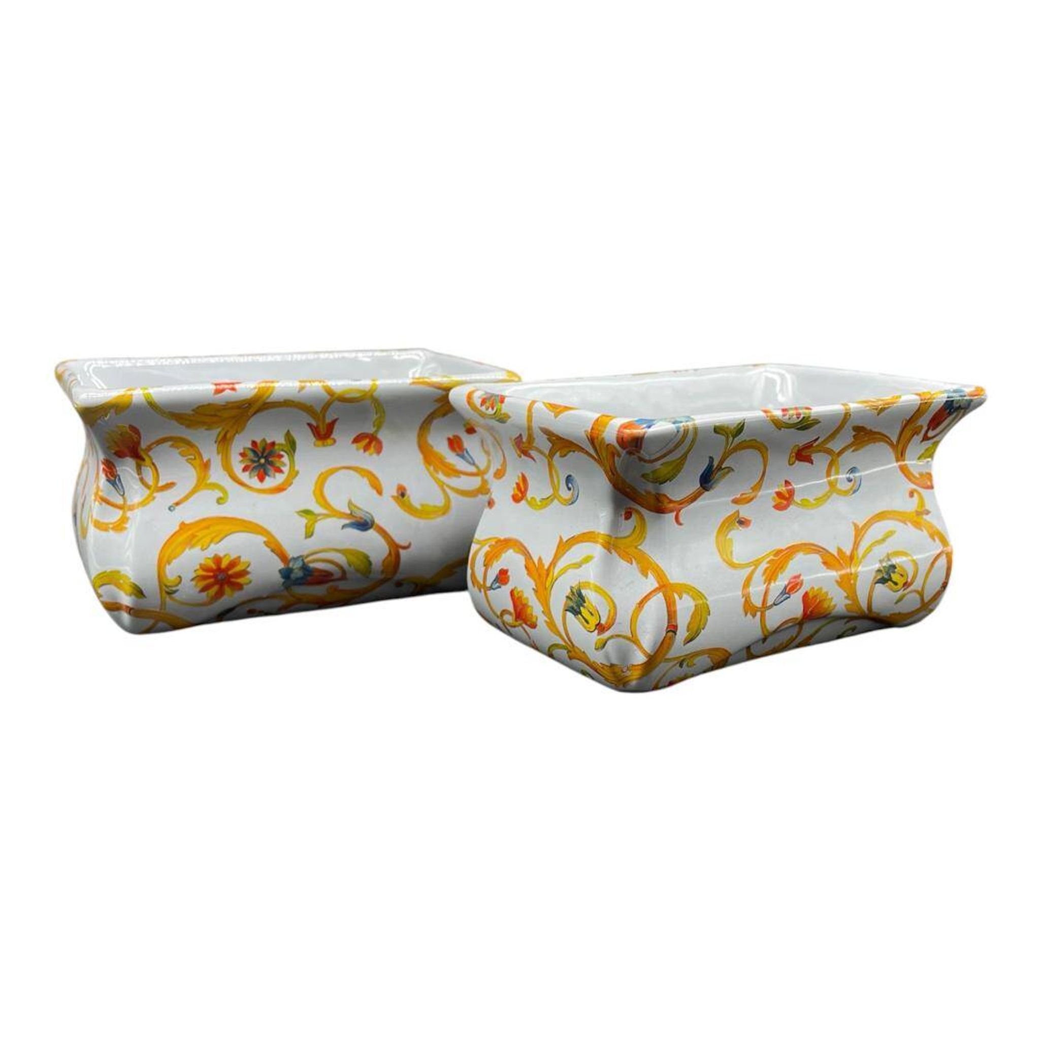 Pair of planters, Martinetti Paris, artisanal porcelain