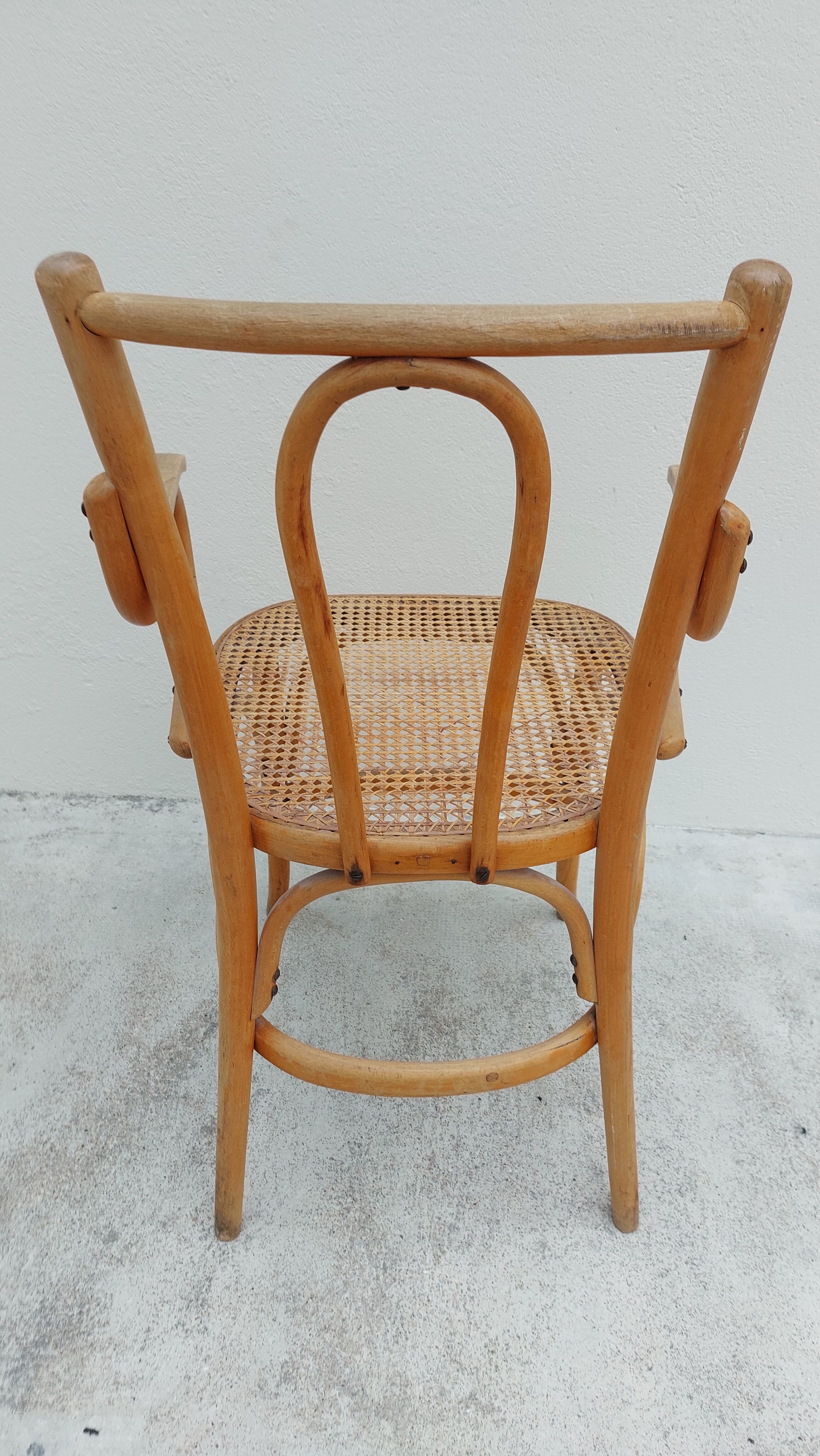 Michael Thonet armchair in curved wood and canework 1930