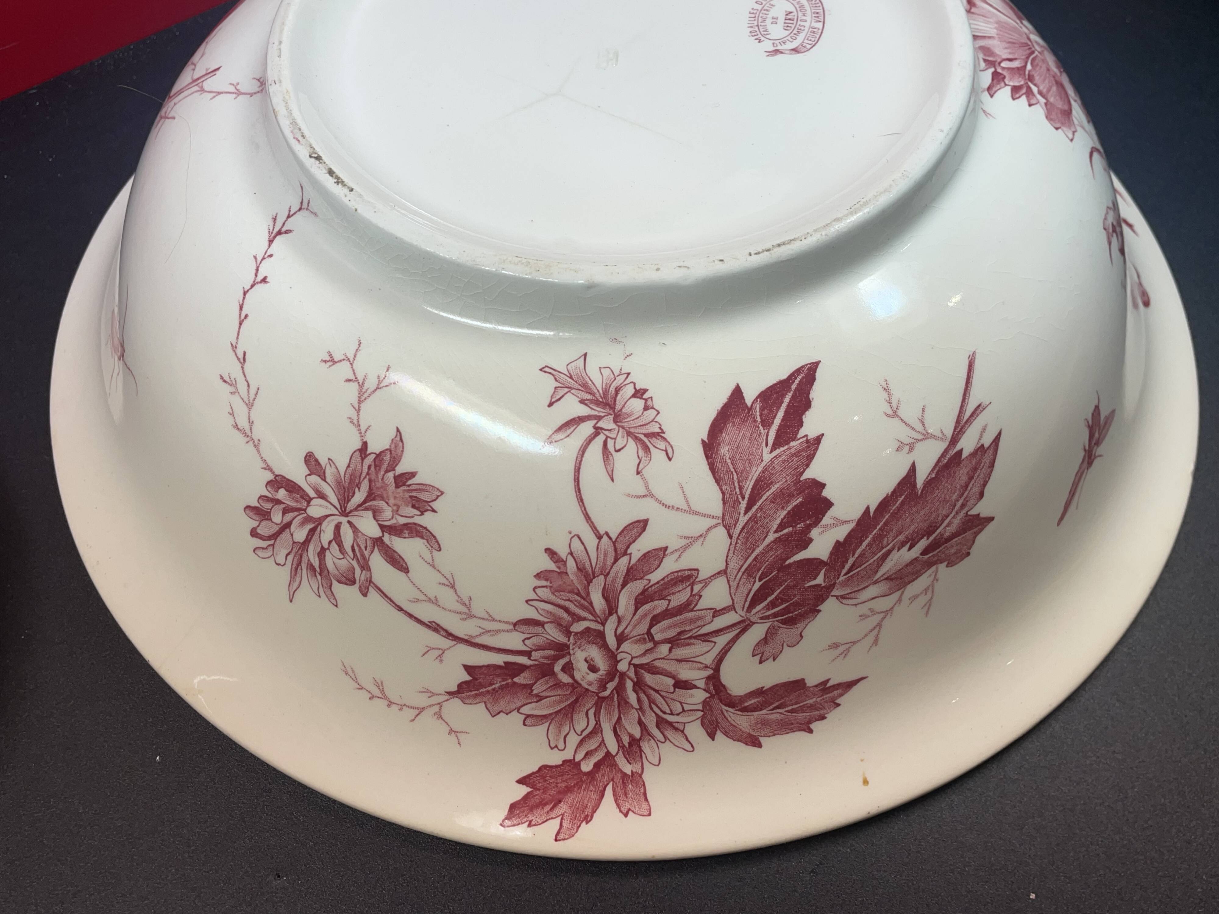 Broc toilet service and bowl in earthenware from gien "varied flowers & cactus