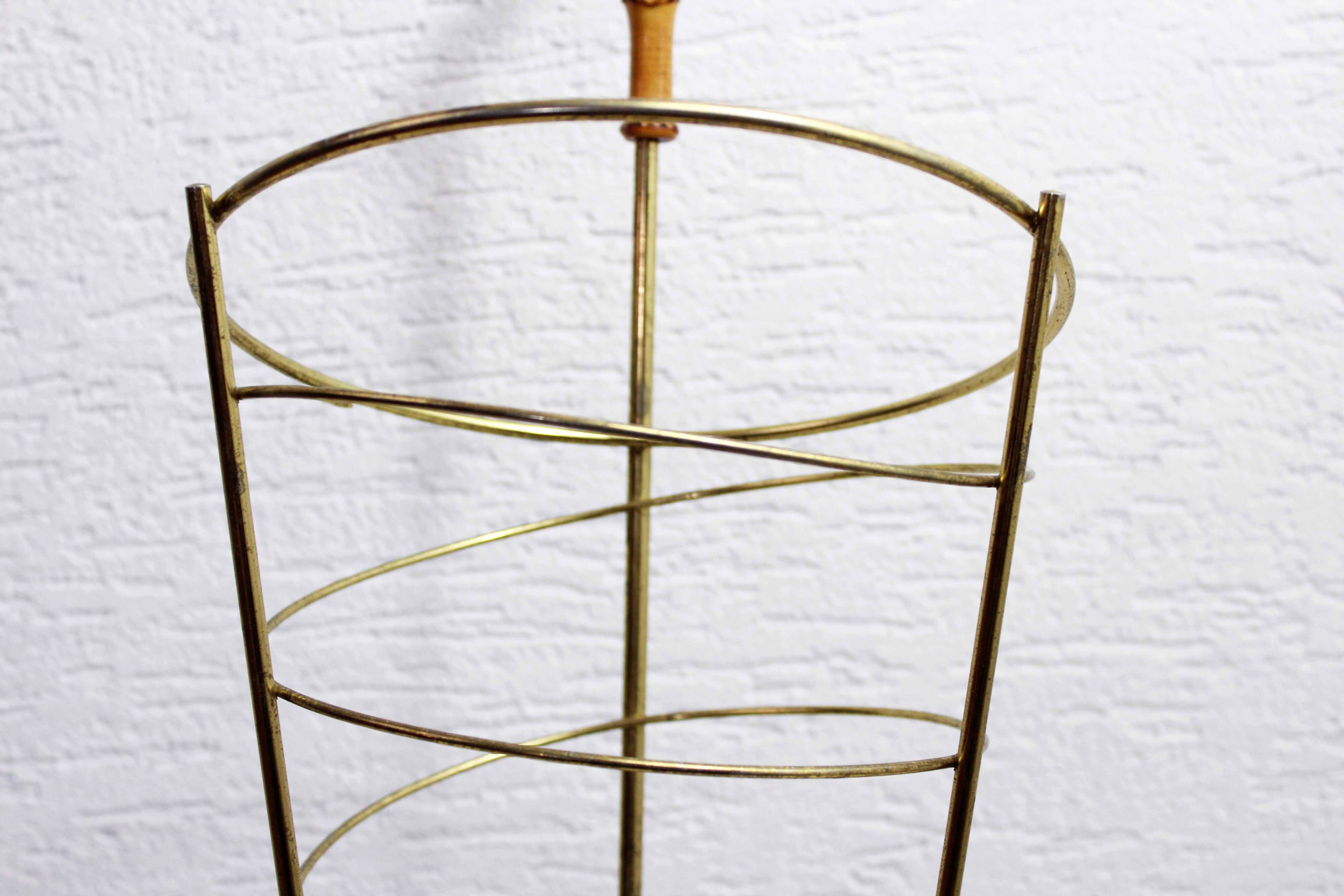 Vintage brass umbrella stand, bamboo handle