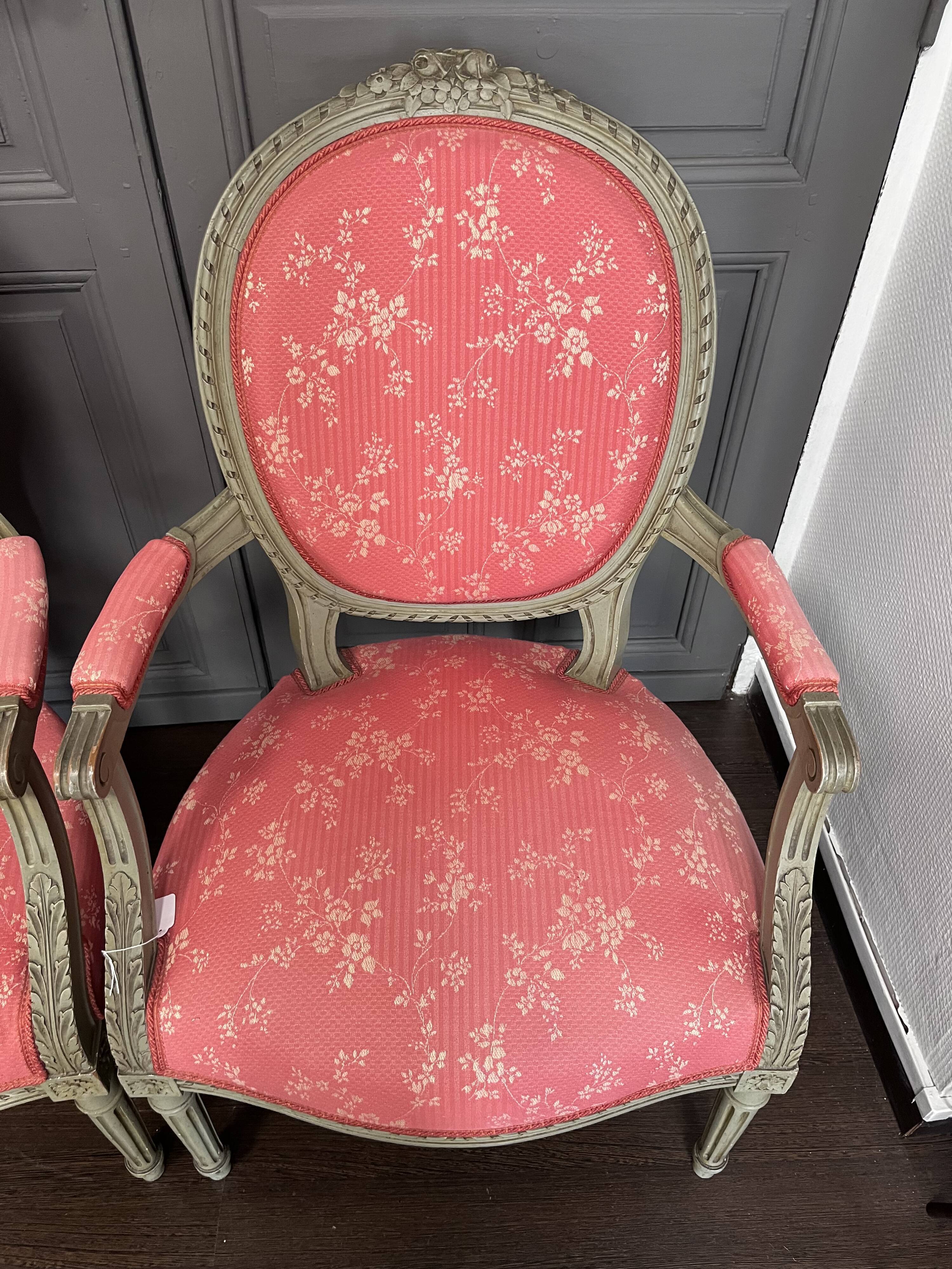 Pair of Louis XVI medallion armchairs