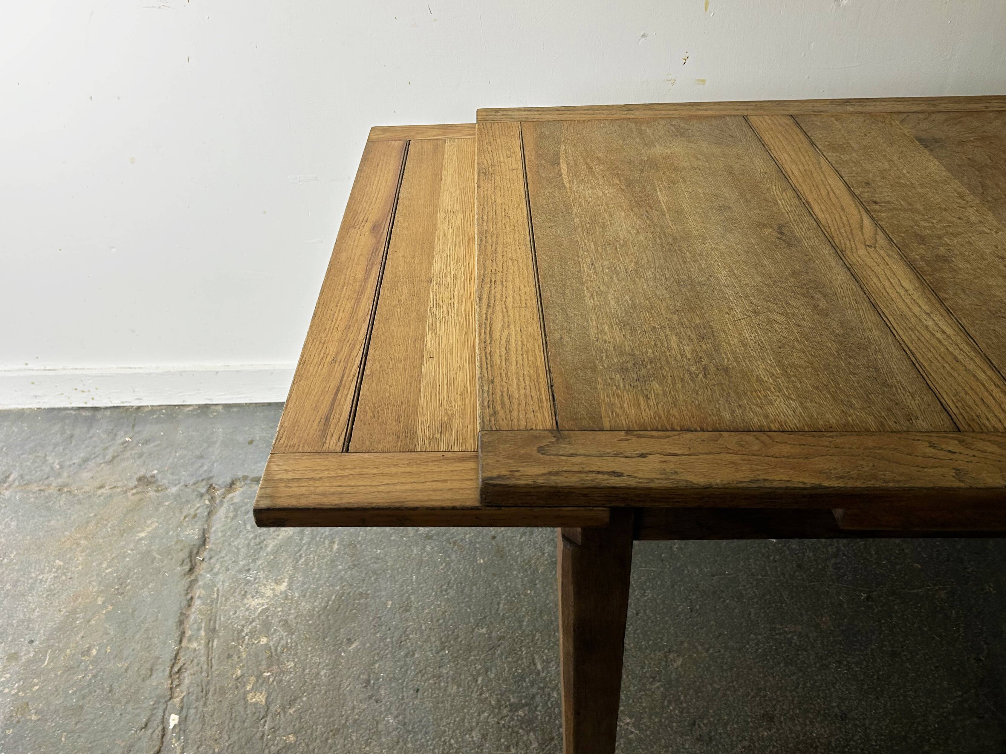 1930s solid oak extending draw-leaf dining table | Arts & Crafts style