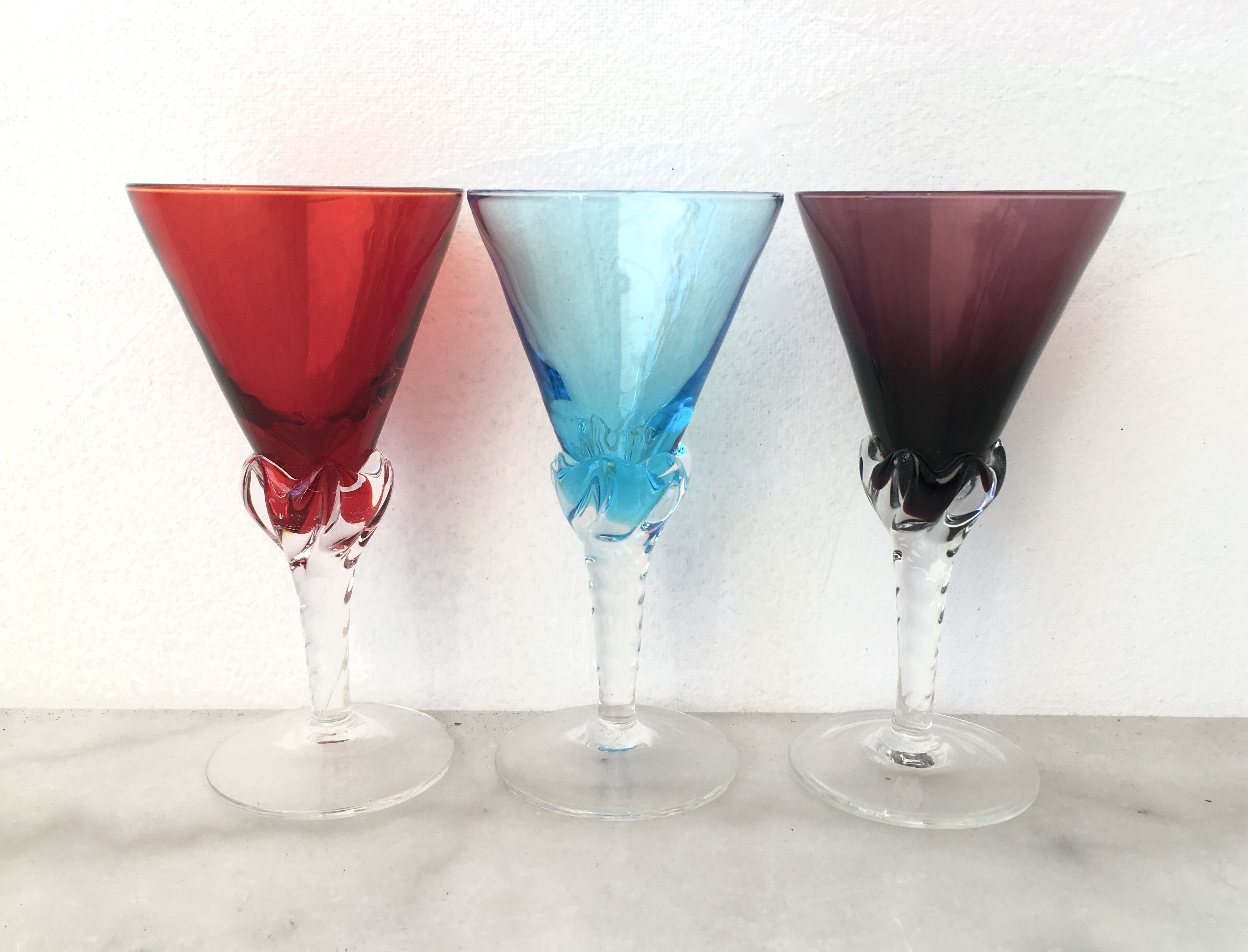 Set of 6 colored alcohol glasses