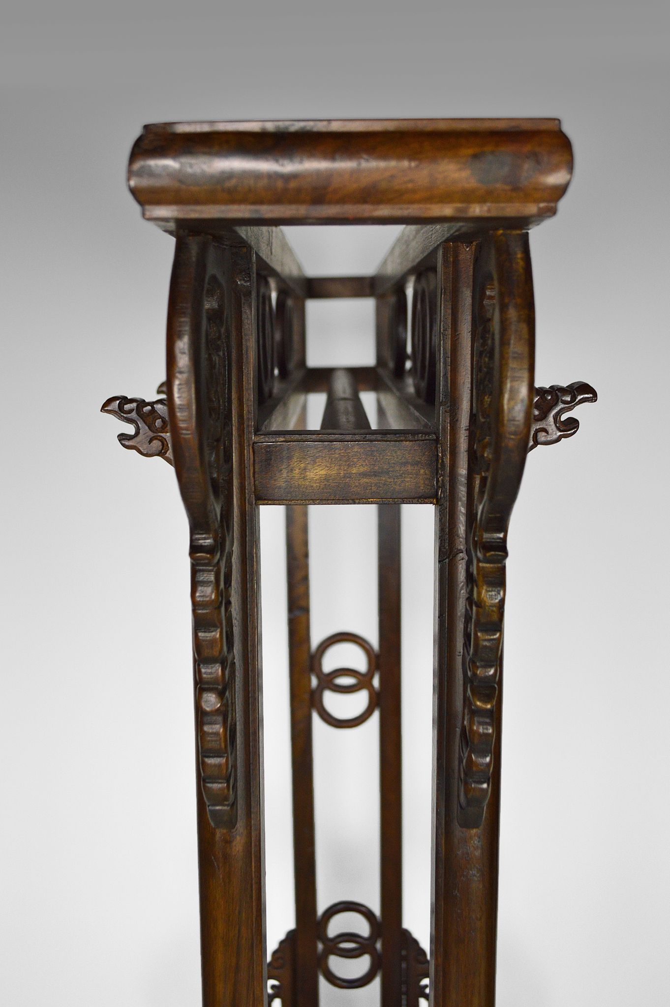 Wardrobe with Asian coat made of wood carved with dragons