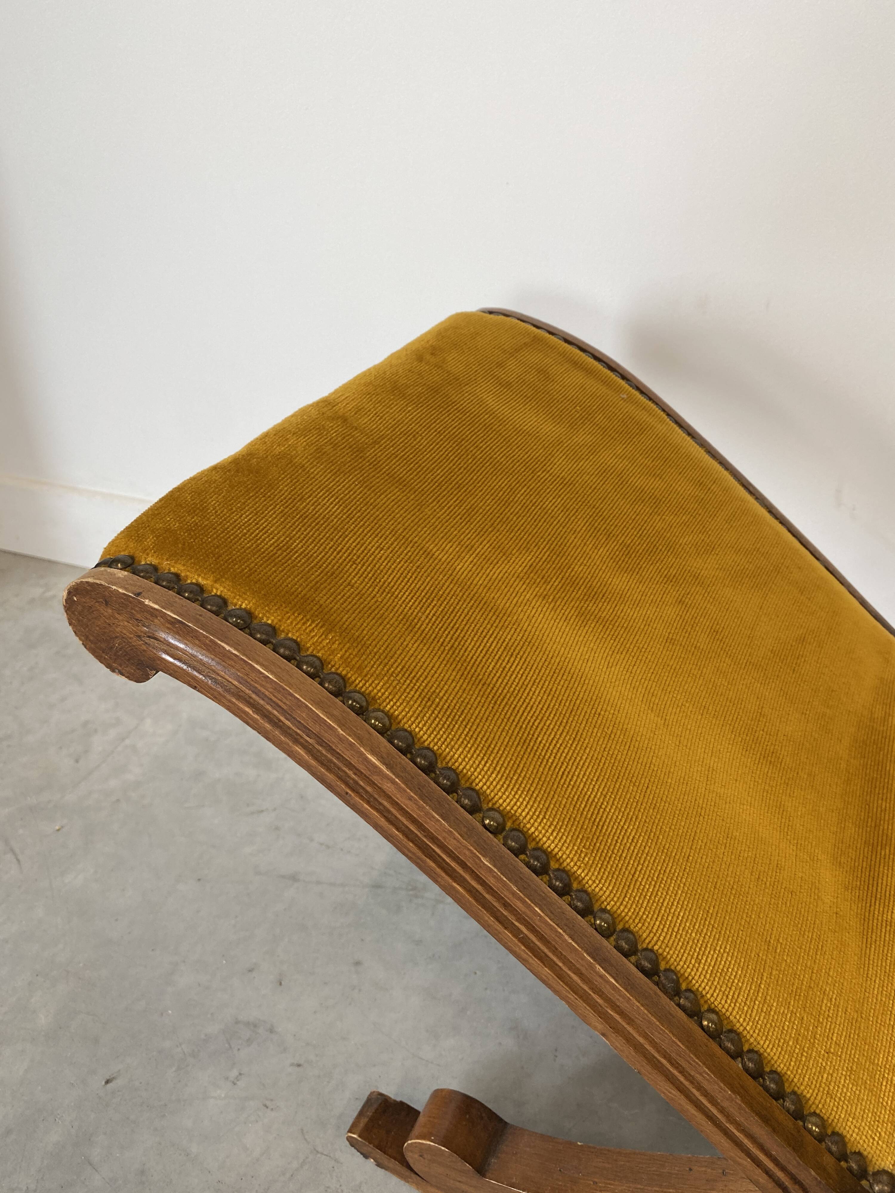 Small rocking stool – wood & velvet