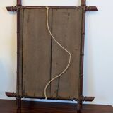 Vintage mirror with a bamboo effect in burgundy, chic exotic style - 79 x 64 cm