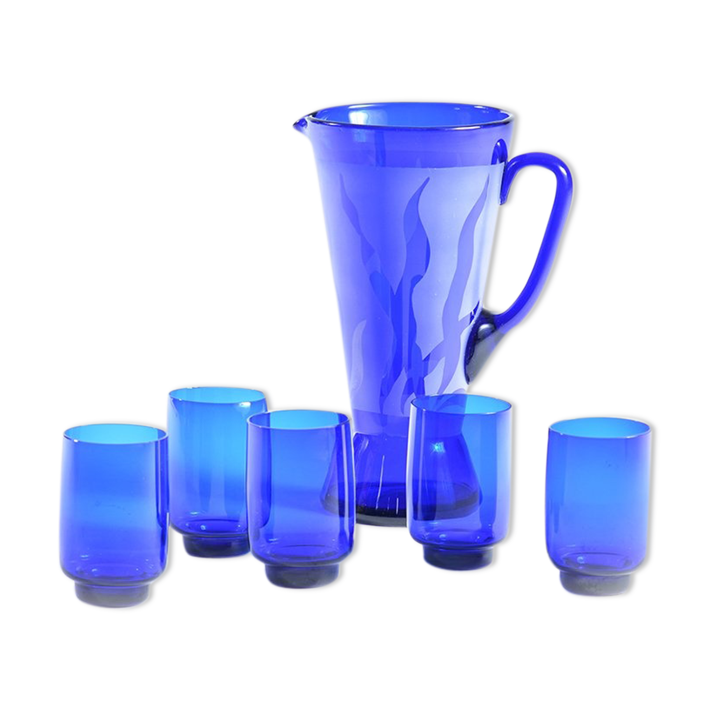 Vintage set of 5 glasses and a pitcher, Czechoslovakia 1960s