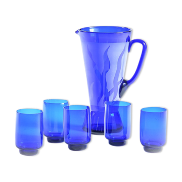 Ensemble vintage de 5 verres et un pichet Tchécoslovaquie des années 1960