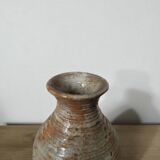 Stoneware vase signed / Puisaye / Lion