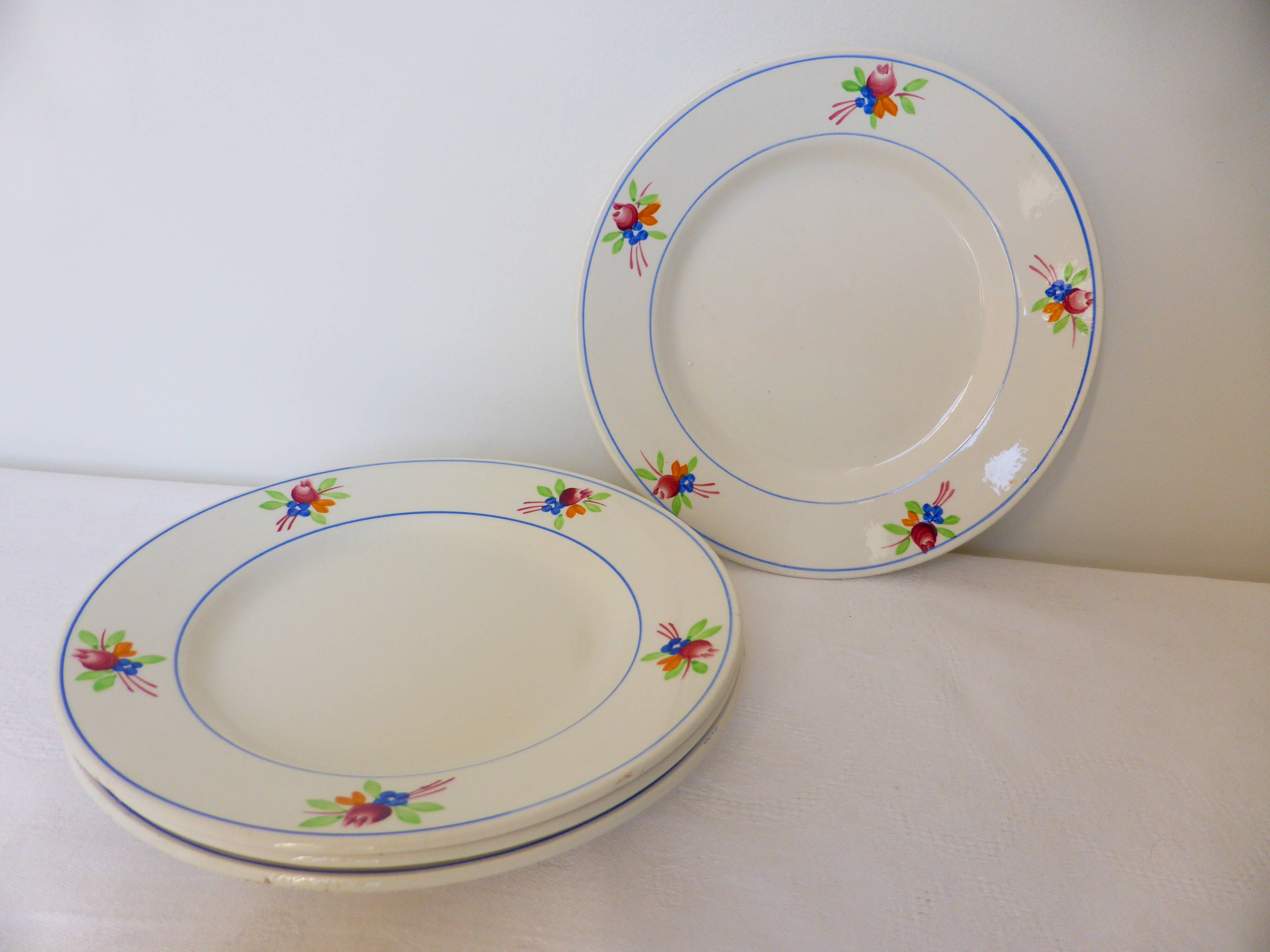 Série de 4 assiettes dessert vintage de la manufacture de Gien Nice 210687