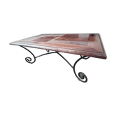 Coffee table in rosewood and wrought iron