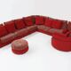 Modular Sofa in Red and Patterned Upholstery by Roche Bobois, France 1980s
