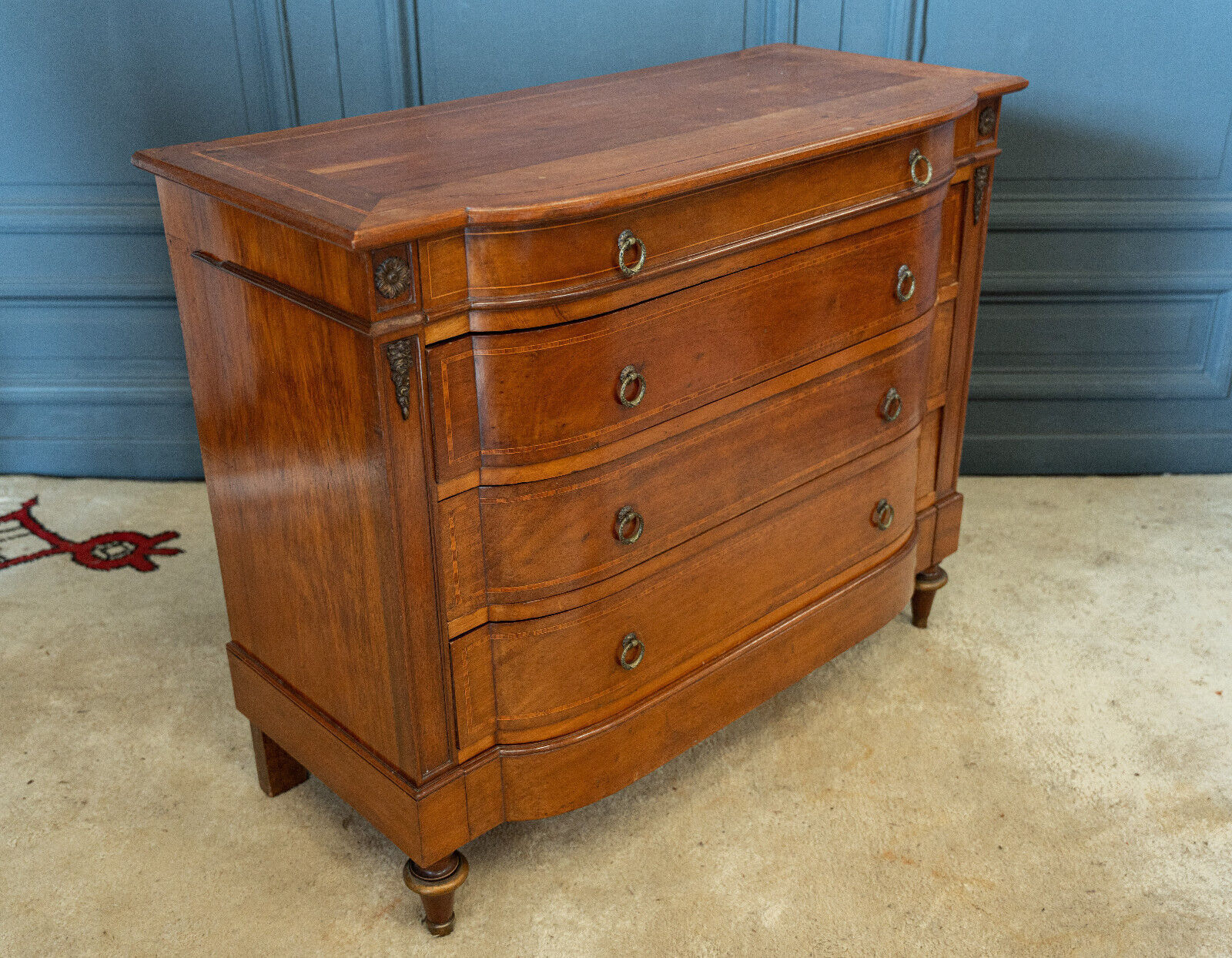Chest of drawers 1900 Louis XVI style Marquetry 5 drawers