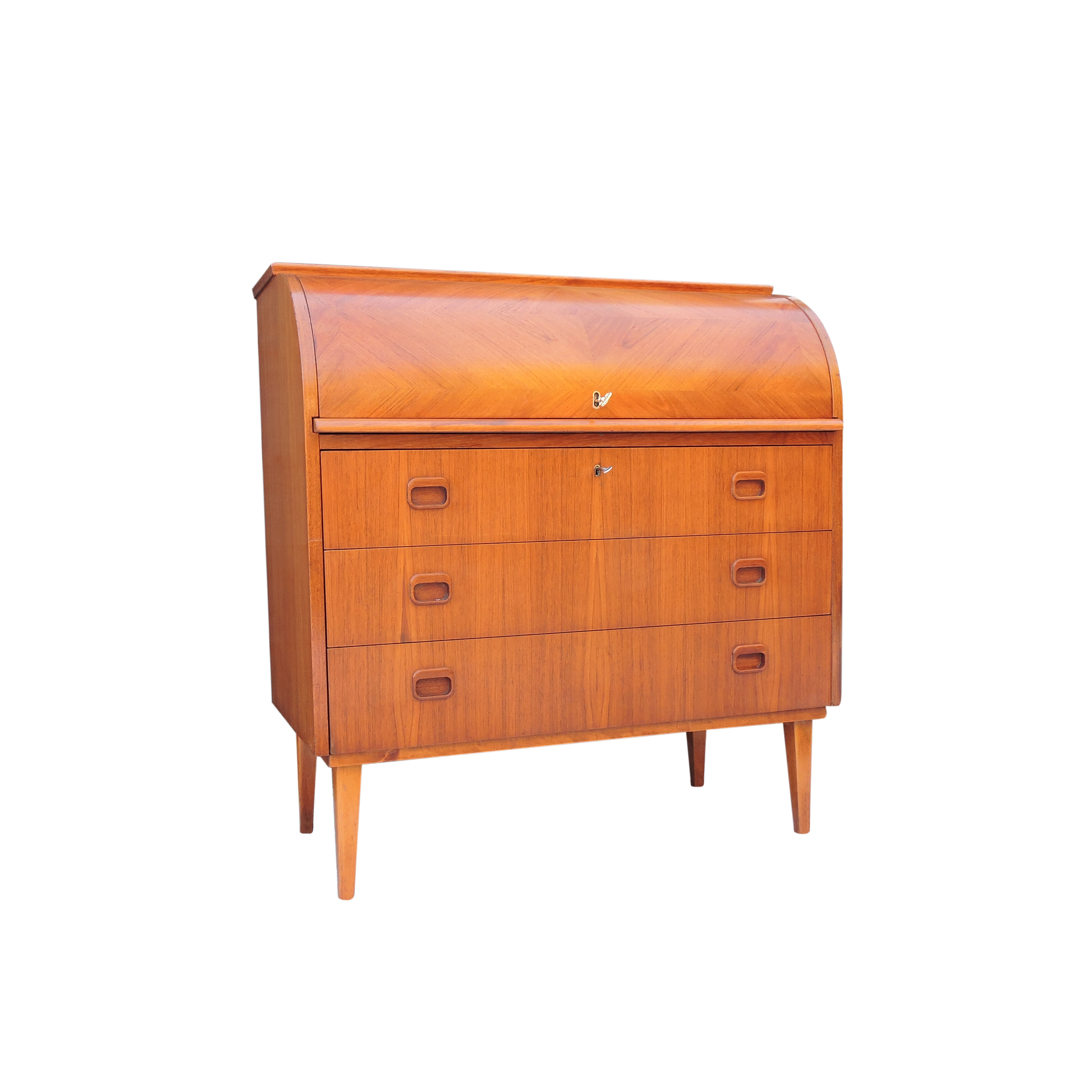 Secrétaire par Egon Ostergaard mi-siècle scandinave en teck rouleau