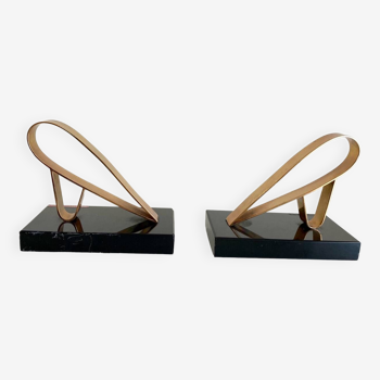 Pair of art deco bookends - gold starry, 20th century