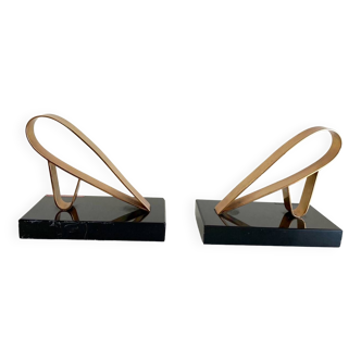 Pair of Art Deco bookends - Gold Starry, 20th century