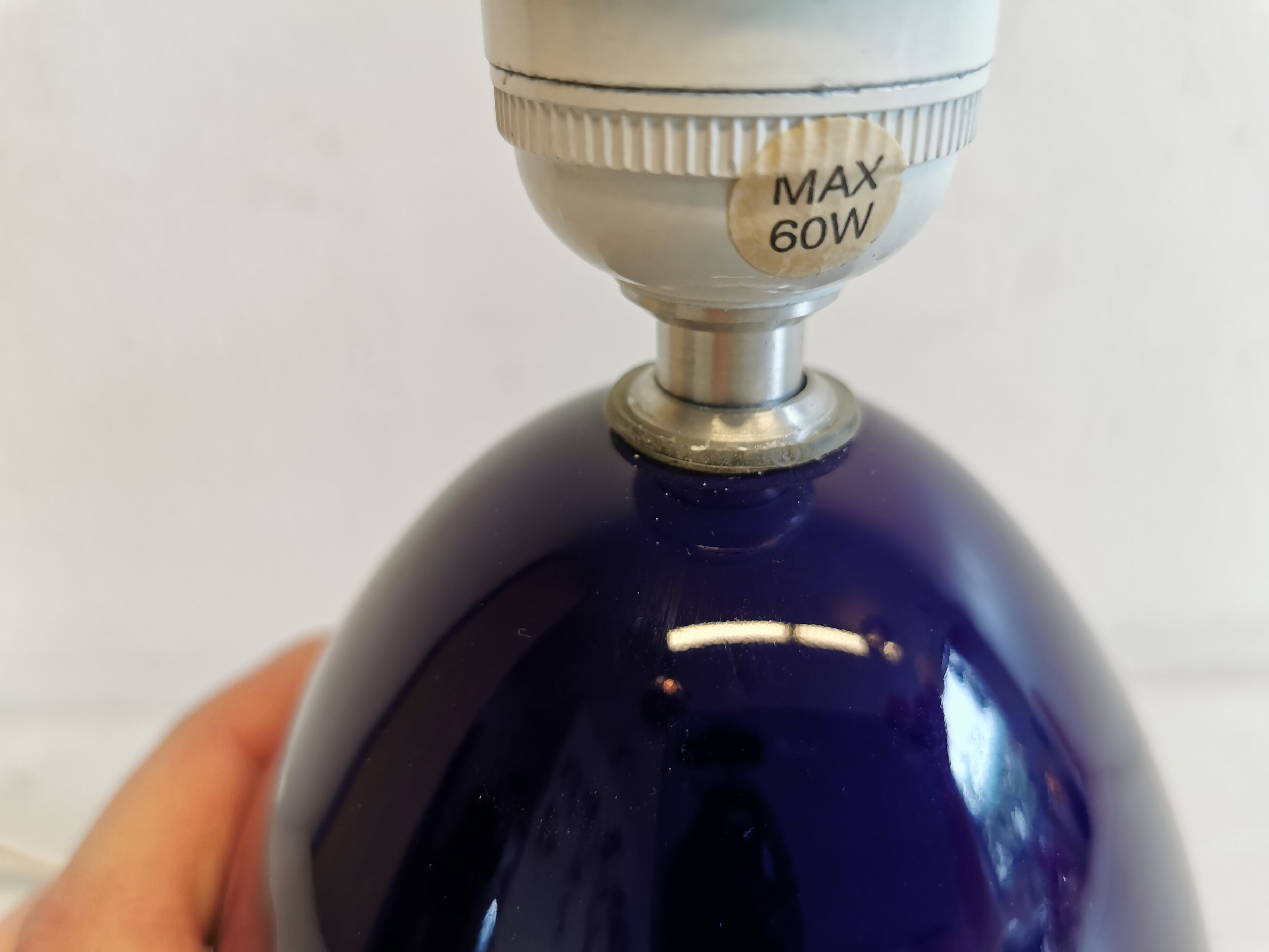 Small Table lamp in dark blue ceramic, made by Søholm ceramics Denmark.