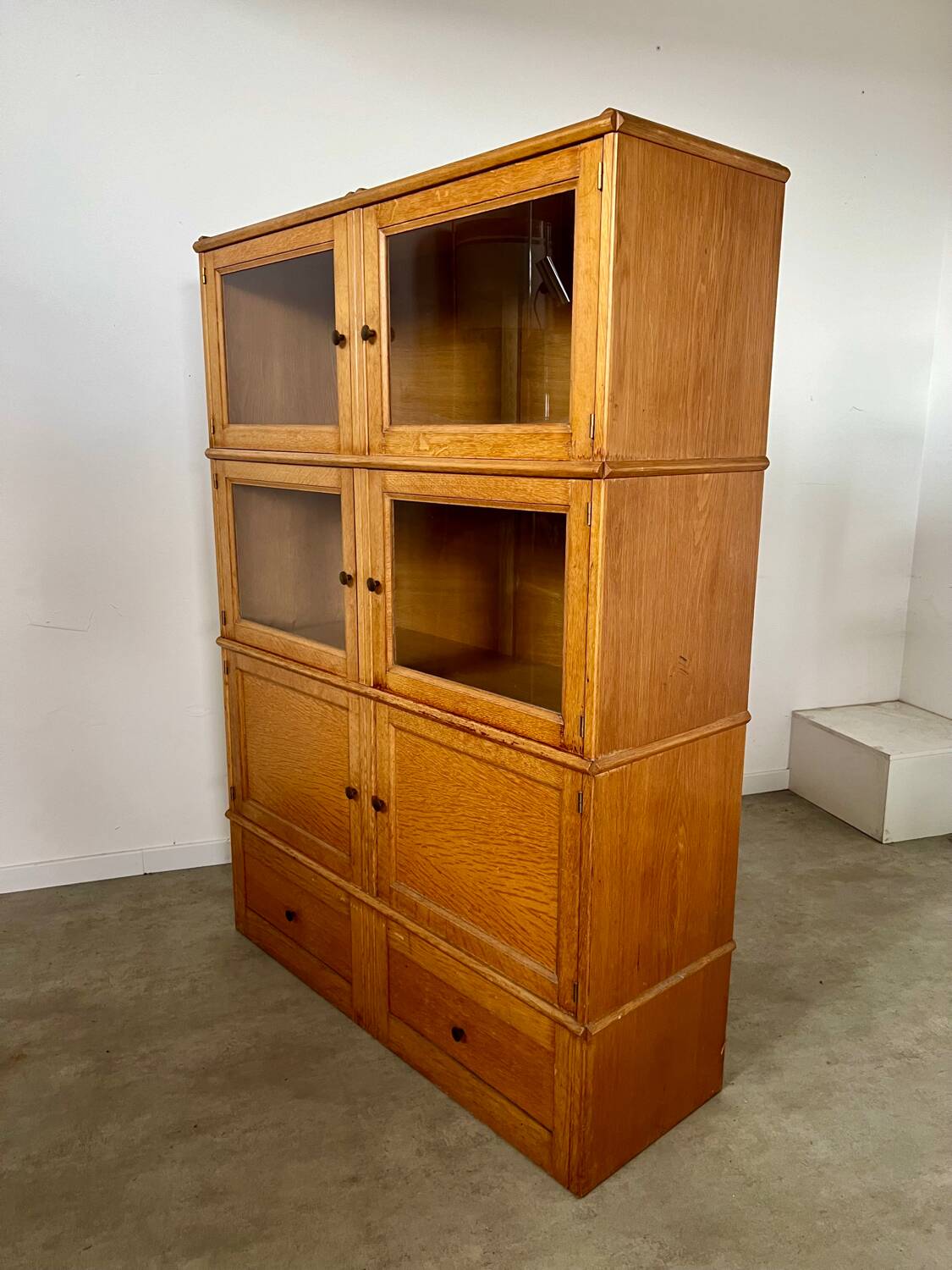 Old MD storage furniture bookcase design Martin Dupuis light oak 1950s vintage
