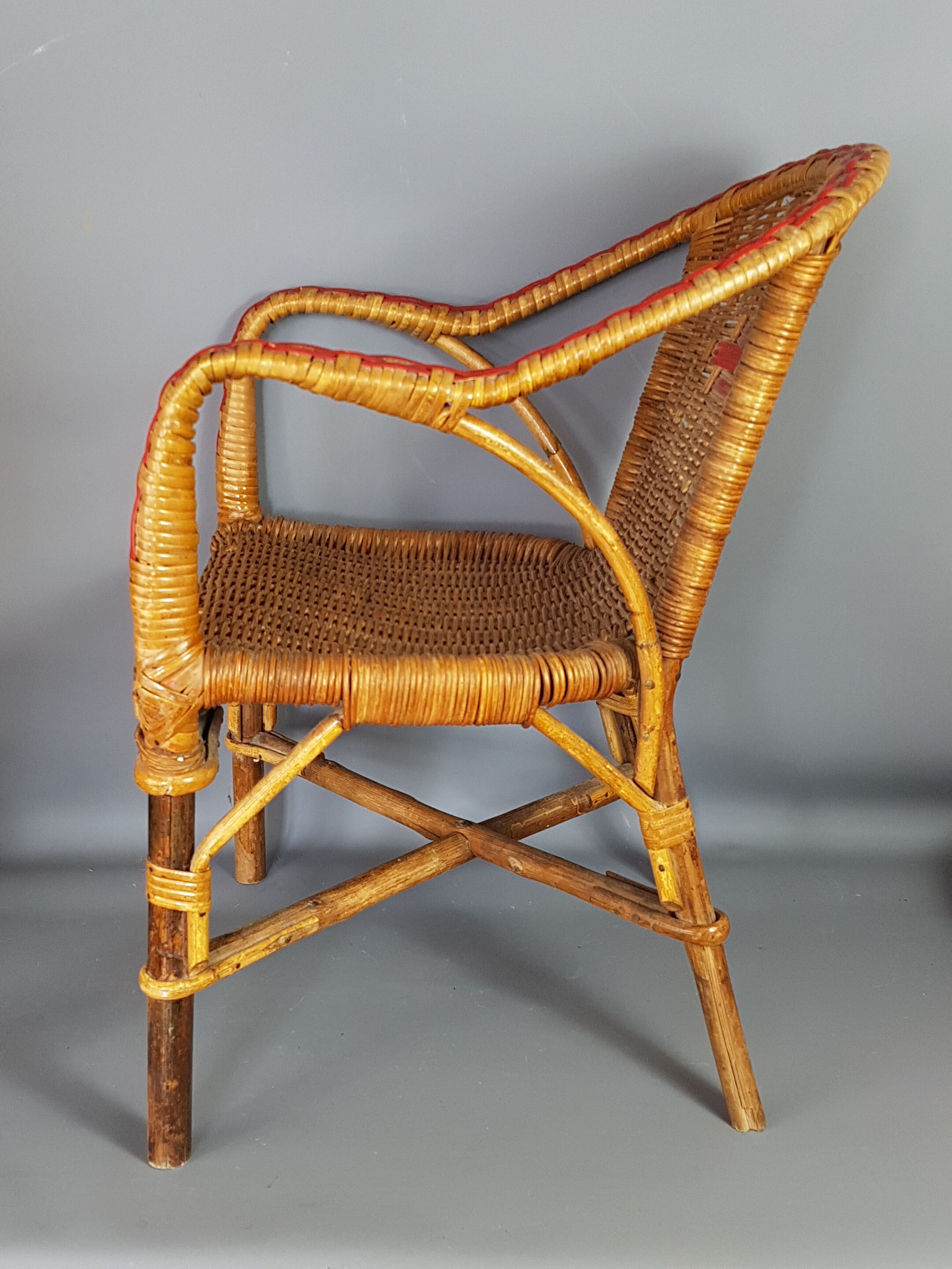 Fauteuil enfant rotin & osier vintage 70s