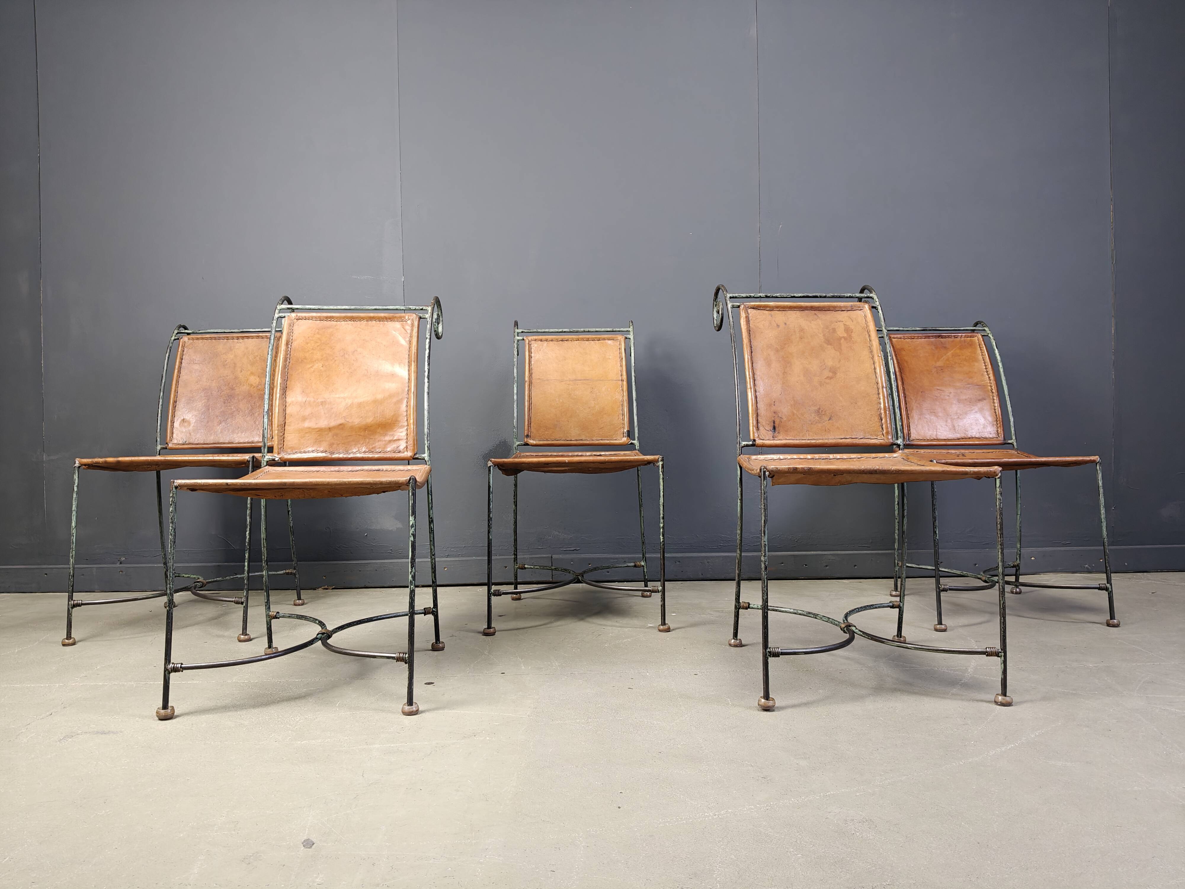 Spanish wrought iron dining chairs, 1960s