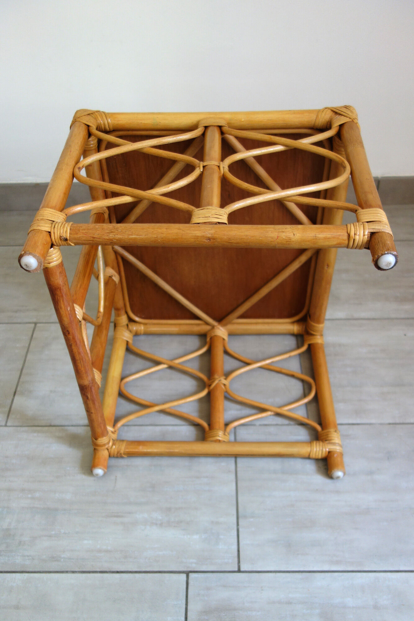 Paire de tables basses en rotin