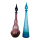 2 carafes Empoli italiennes 66 cm verre soufflé bouche
