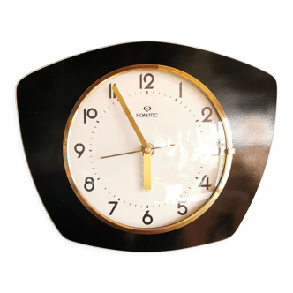 Vintage formica clock silent trapezoid wall clock "Romatic black"