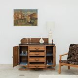 Art Deco wooden and marble sideboard from the 1950s