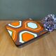 Dessous de plat orange marron et blanc formica vintage