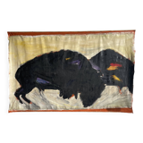 Large Acrylic Painting on Jute, 150 x 250 cm, unframed, ca 1980s