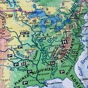 Old school map United States physical and political